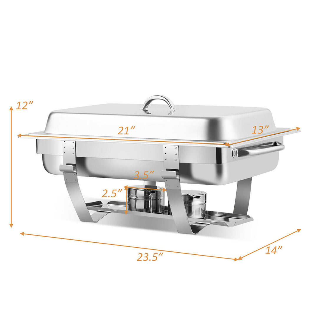 2 Packs Full Size Chafing Dish 9 Quart Stainless Steel Rectangular Chafer Buffet Image 3