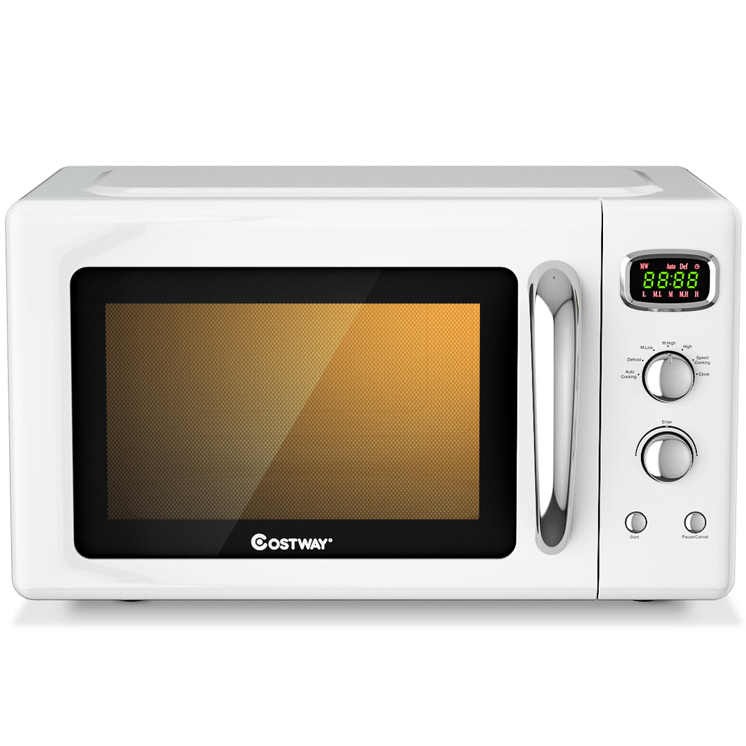 Costway 0.9Cu.ft. Retro Countertop Compact Microwave Oven 900W 8 Cooking Settings BlackGreenWhite Image 1