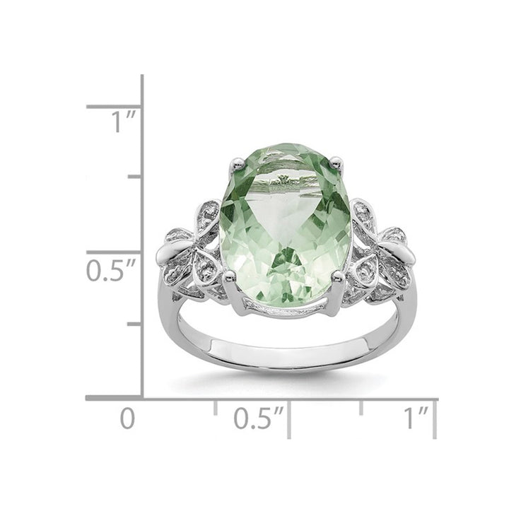 4.35 Carat (ctw) Oval-Cut Green Quartz Ring in Sterling Silver Image 3