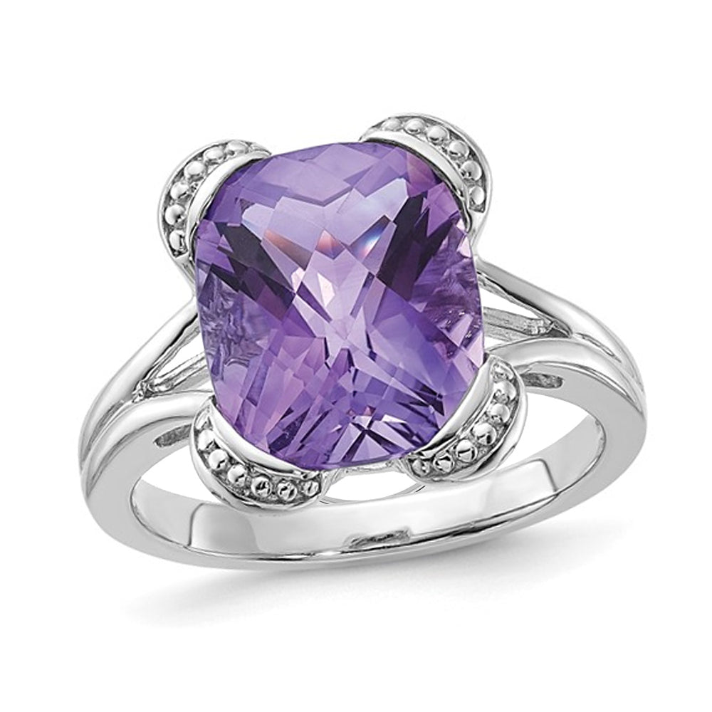5.33 Carat (ctw) Amethyst Ring in Polished Sterling Silver Image 1