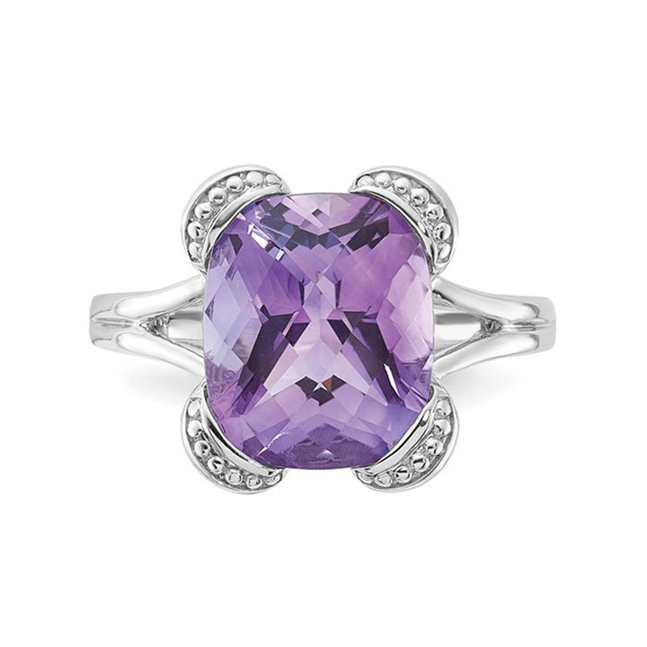 5.33 Carat (ctw) Amethyst Ring in Polished Sterling Silver Image 3