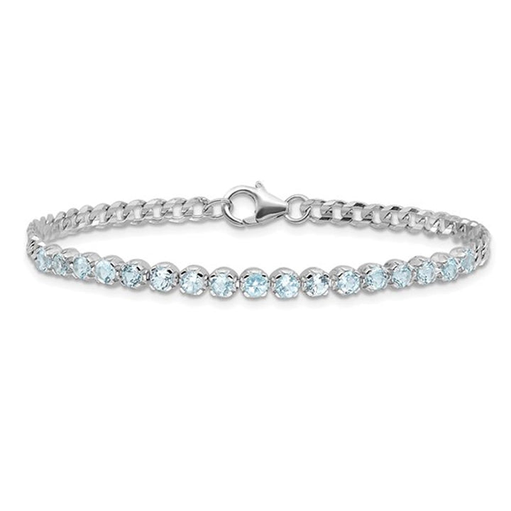 2.21 Carat (ctw) Blue Topaz Bracelet in Sterling Silver (7.50 Inches) Image 1