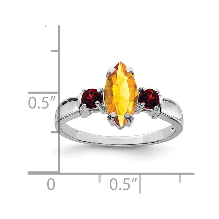 1.00 Carat (ctw) Natural Citrine Ring in Sterling Silver with Garnets Image 3