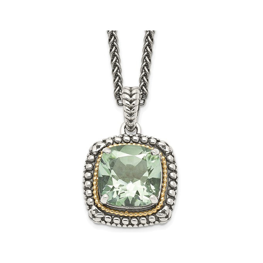 3.60 Carat (ctw) Green Quartz Pendant Necklace in Sterling Silver with Chain Image 1
