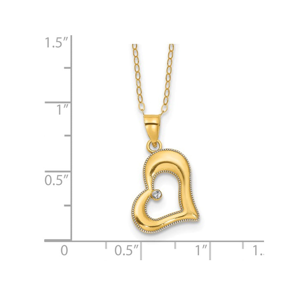 Yellow Plated Sterling Silver Heart Pendant Necklace with Chain (16 inches) Image 2