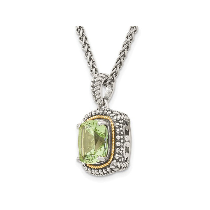 3.60 Carat (ctw) Green Quartz Pendant Necklace in Sterling Silver with Chain Image 3