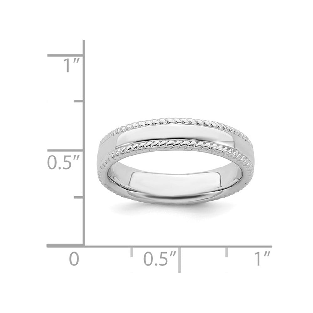 Sterling Silver Rope Edge Design Wedding Band Ring Image 4