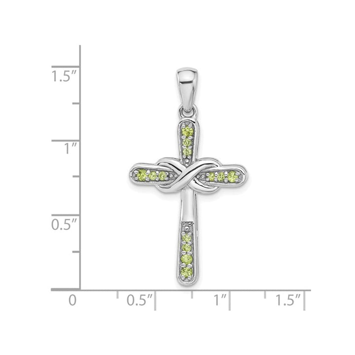 1/3 Carat (ctw) Peridot Cross Pendant Necklace in Sterling Silver with Chain Image 3