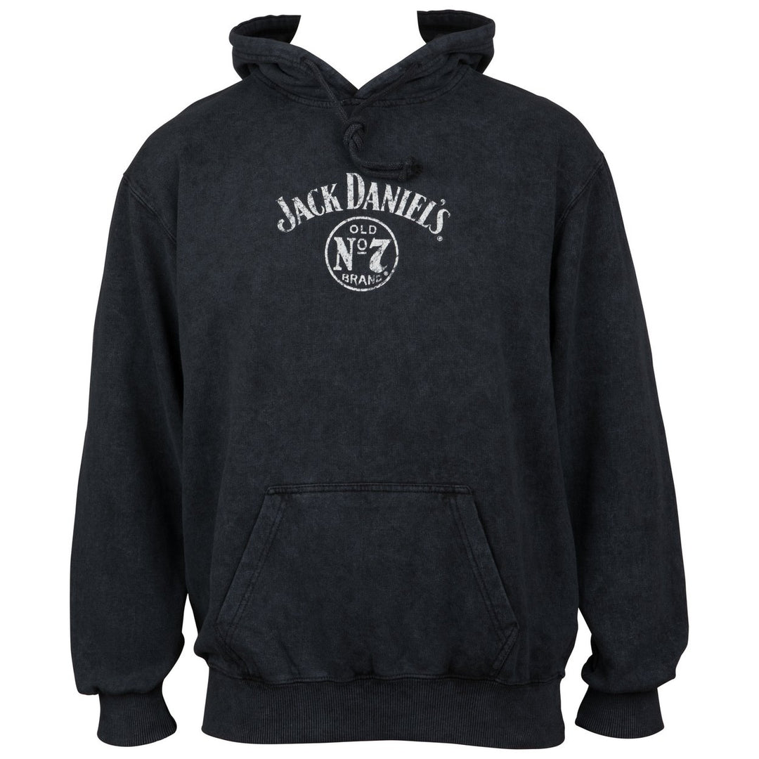 Jack Daniels Label Mineral Wash Front and Back Print Pull-Over Hoodie Image 1