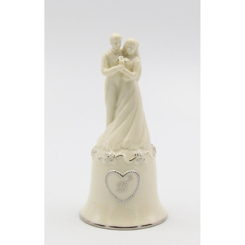 Ceramic 25th Anniversary Wedding Couple Bell 2.75in Gift Decorative Image 2