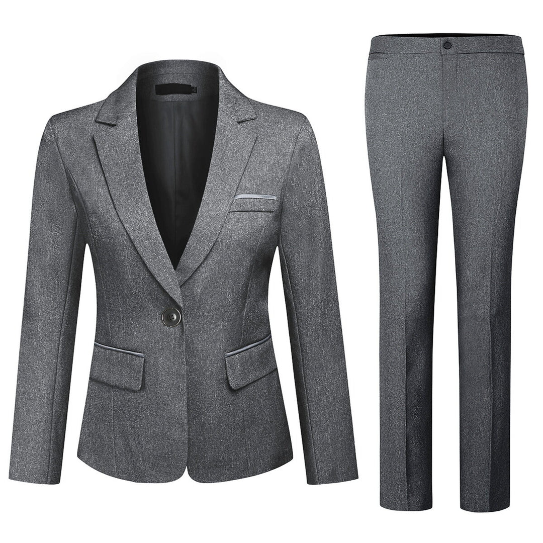 Women Business Suit Solid Color Slim Fit Two-Piece Set Single-Button Blazer Mini Skirt Pants Image 4