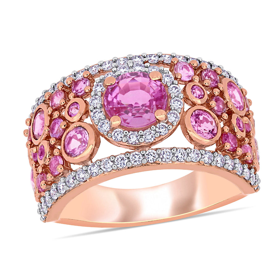 2.48 Carat (ctw) Pink Sapphire Ring in 14K Rose Pink Gold with Diamonds Image 1