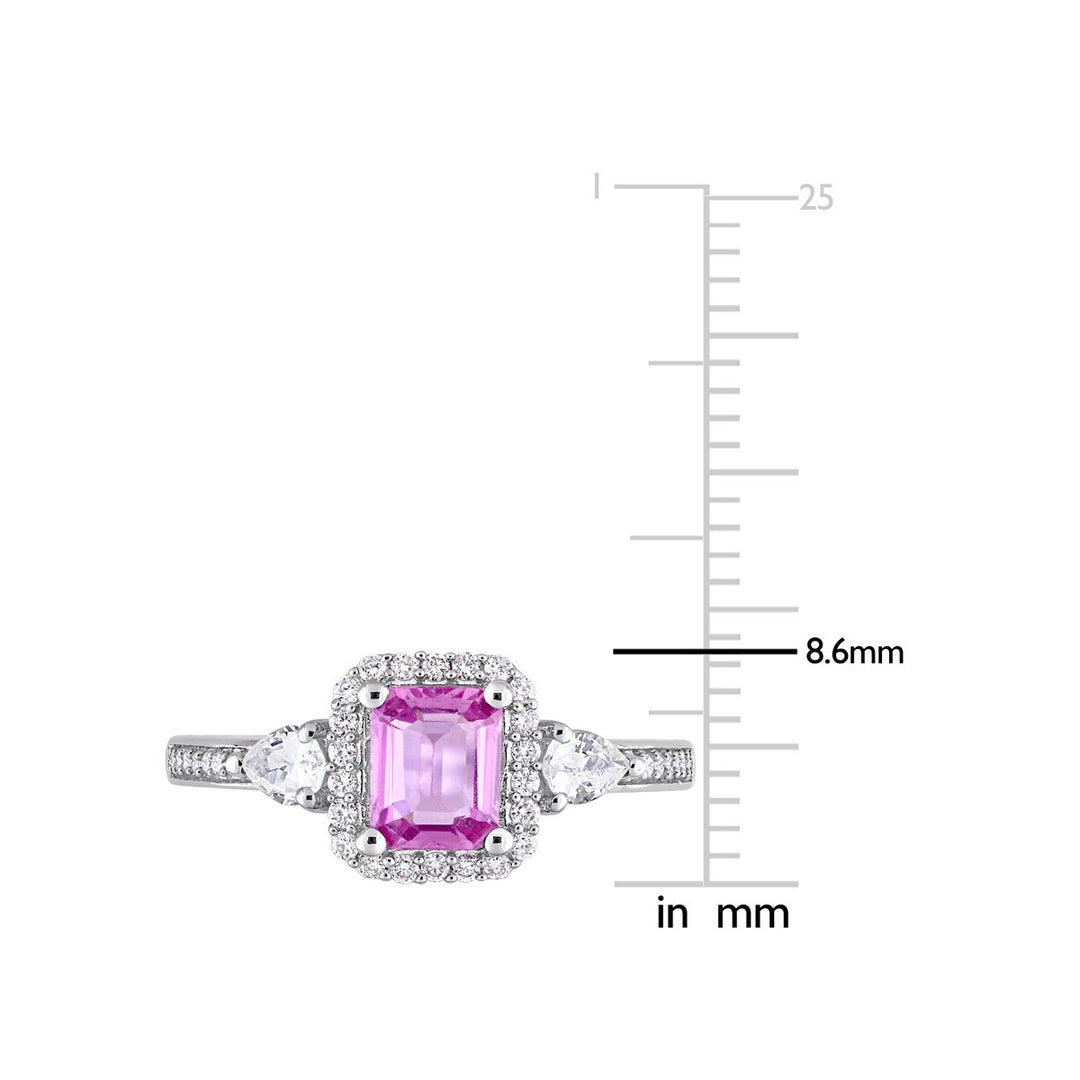 9/10 Carat (ctw) Pink Sapphire and White Sapphire Engagement Ring in 14K White Gold with Diamonds Image 3
