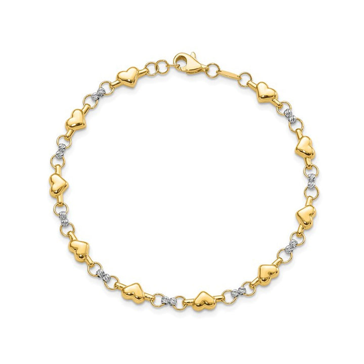 14K Yellow Gold Heart Link Bracelet (7 1/2 inches) Image 1
