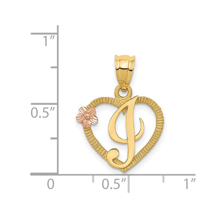 14K Yellow Gold Initial -I- Heart Necklace Pendant Charm with Chain Image 2