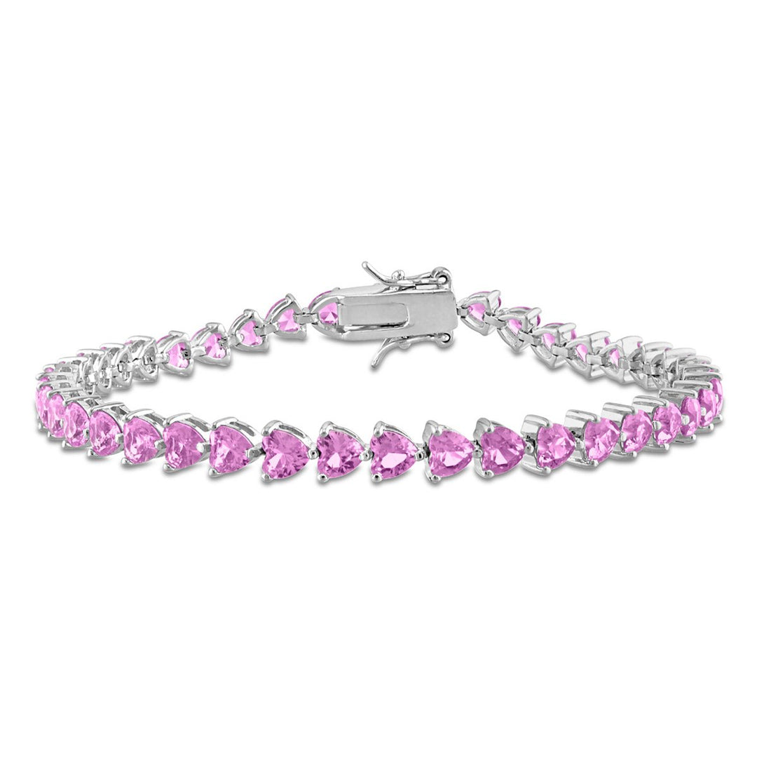 12.30 Carat (ctw) Lab-Created Pink Sapphire Bracelet in Sterling Silver (7.5 Inches) Image 1