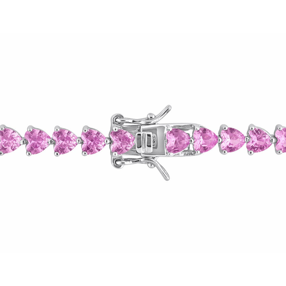 12.30 Carat (ctw) Lab-Created Pink Sapphire Bracelet in Sterling Silver (7.5 Inches) Image 2