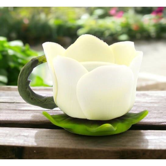 Ceramic Magnolia Flower Votive Candle Holder Nature Decor Mom 3.6" Image 1