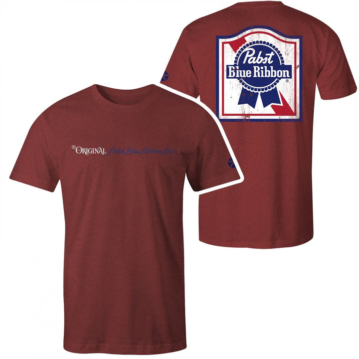 Pabst Blue Ribbon Logo Crimson Colorway Front and Back Print T-Shirt Image 1