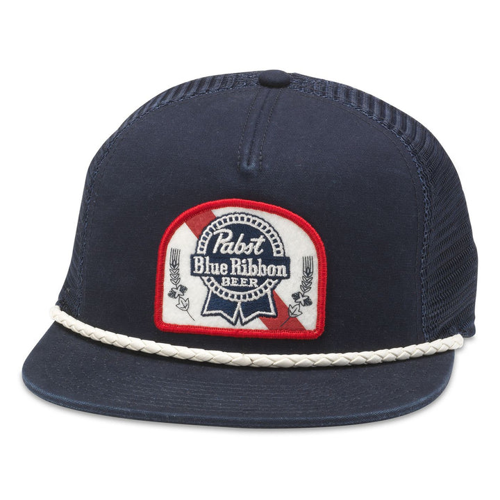 Pabst Blue Ribbon Logo Flat Bill Adjustable Snapback Trucker Hat Image 1