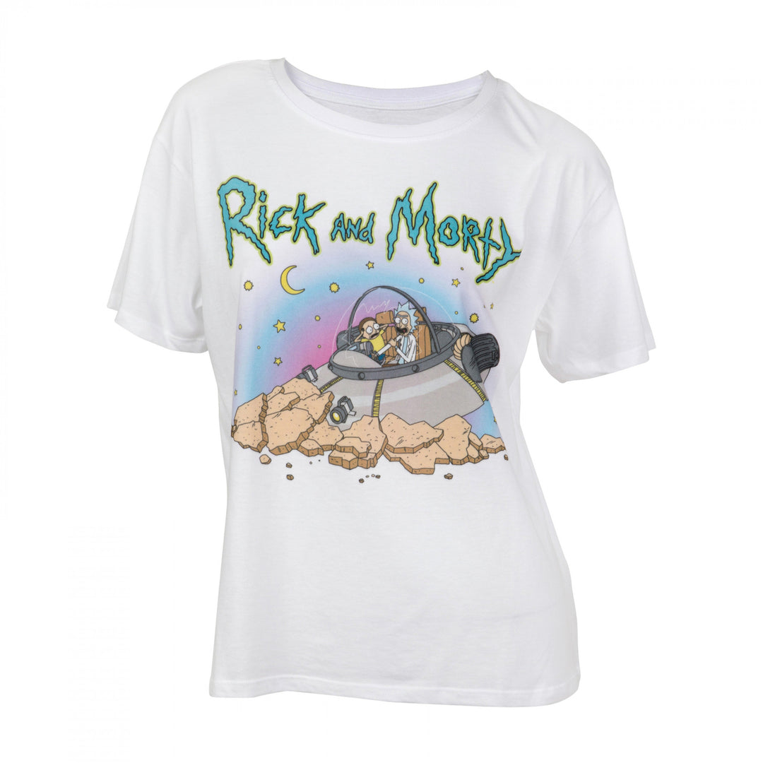Rick And Morty Crash Landing Juniors T-Shirt Image 1
