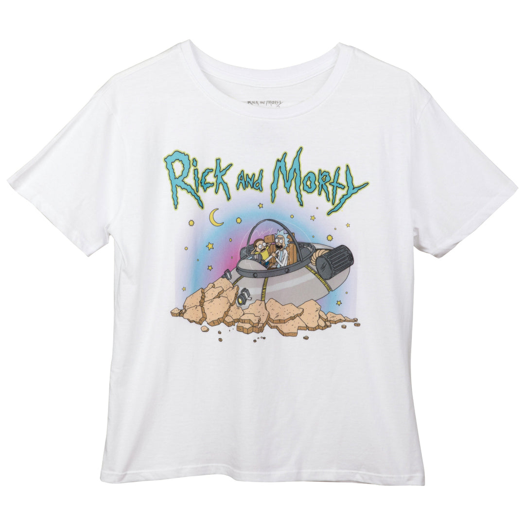 Rick And Morty Crash Landing Juniors T-Shirt Image 2