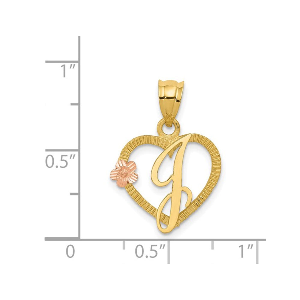 14K Yellow Gold Initial -J- Heart Necklace Pendant Charm with Chain Image 2