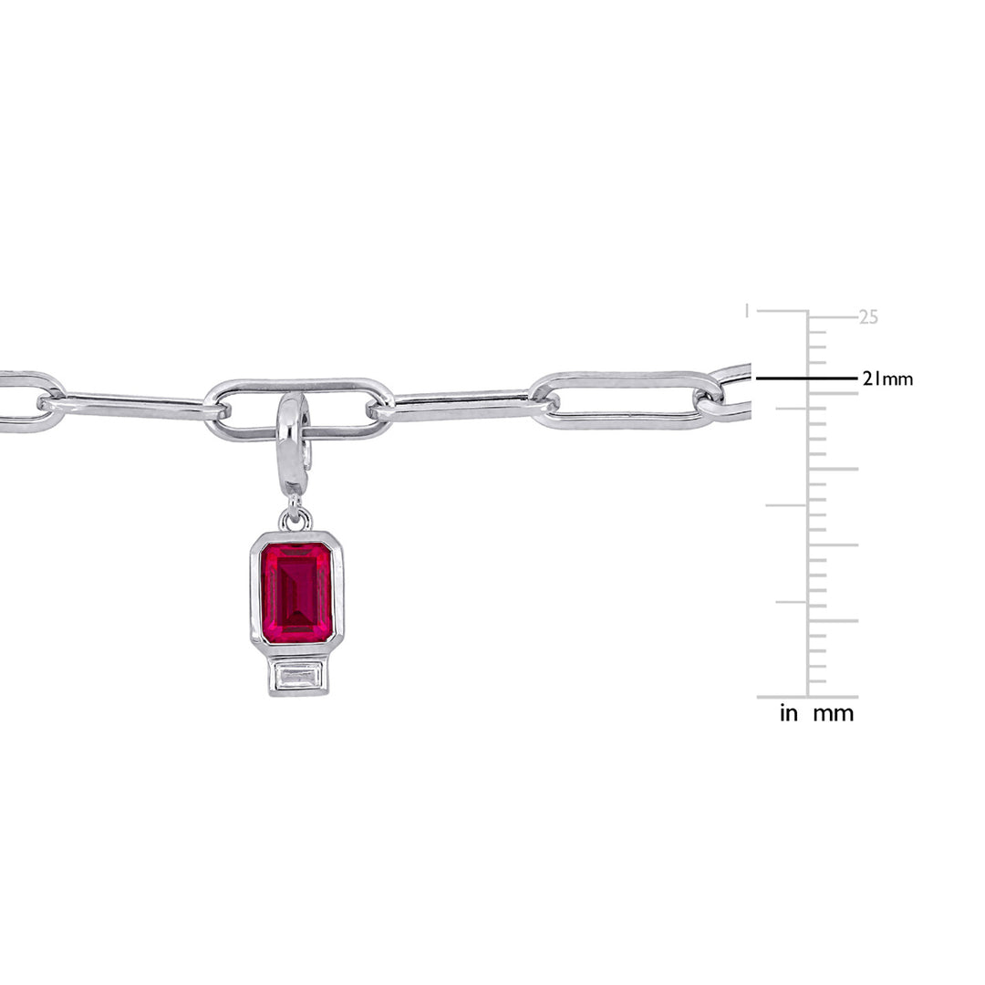 4.24 Carat (ctw) Lab-Created Ruby, Blue Sapphire and Emerald Bracelet in Sterling Silver (7.50 Inches) Image 3