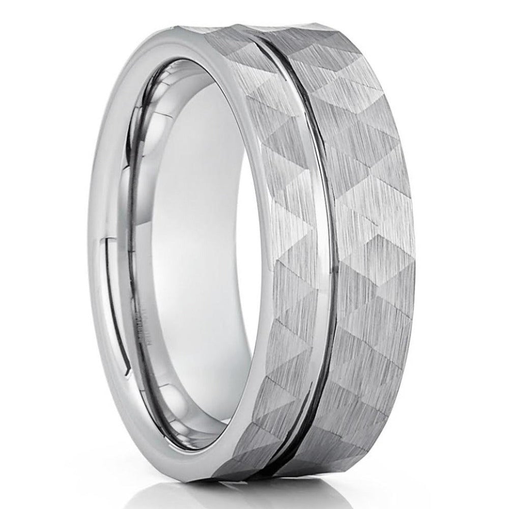 8mm Silver Tungsten Carbide Wedding Ring Comfort Fit Anniversary Engagement Band Image 1