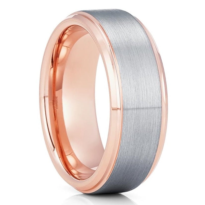 Tungsten Carbide 8mm Rose Gold Wedding Ring Engagement Band Comfort Fit Cobalt Free Image 1