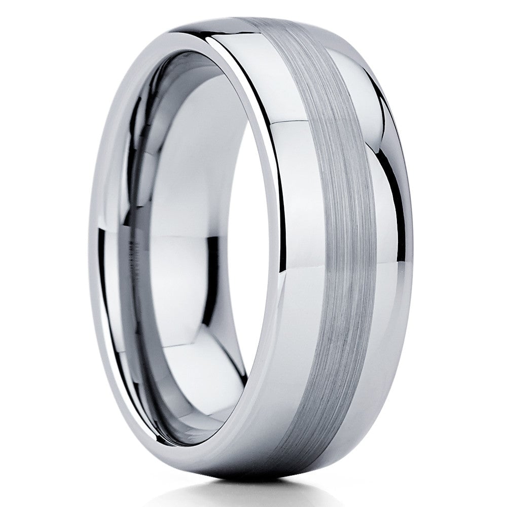 Tungsten Carbide Wedding Ring 8mm Silver Comfort Fit Scratch Resistant Size 7-15 Image 1