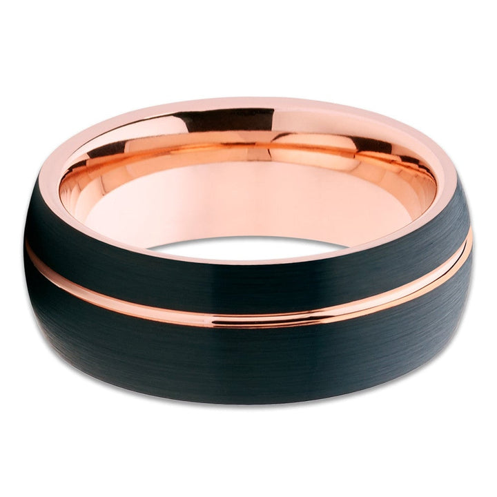 Rose Gold Black Tungsten Carbide Wedding Ring 8mm Comfort Fit Engagement Ring Image 2