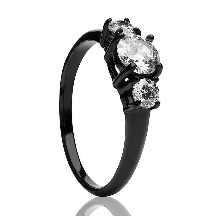 Black Titanium Engagement Ring 5.5mm Center CZ Comfort Fit Wedding Anniversary Ring Image 1