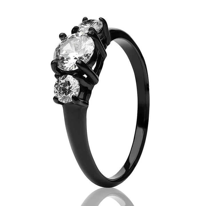 Black Titanium Engagement Ring 5.5mm Center CZ Comfort Fit Wedding Anniversary Ring Image 2