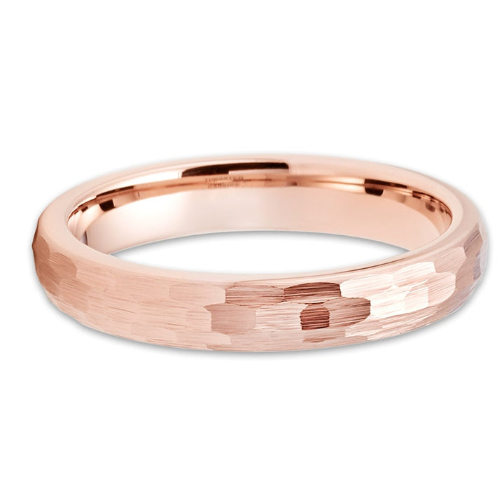 4mm Rose Gold Tungsten Wedding Ring Hammered Comfort Fit Cobalt Free Image 2