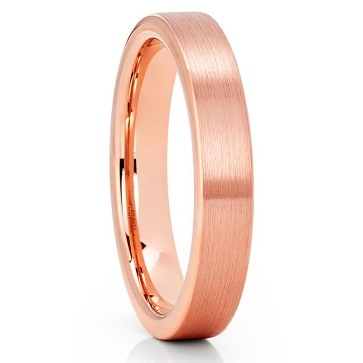 4mm Rose Gold Tungsten Carbide Wedding Band Comfort Fit Engagement Ring Image 1