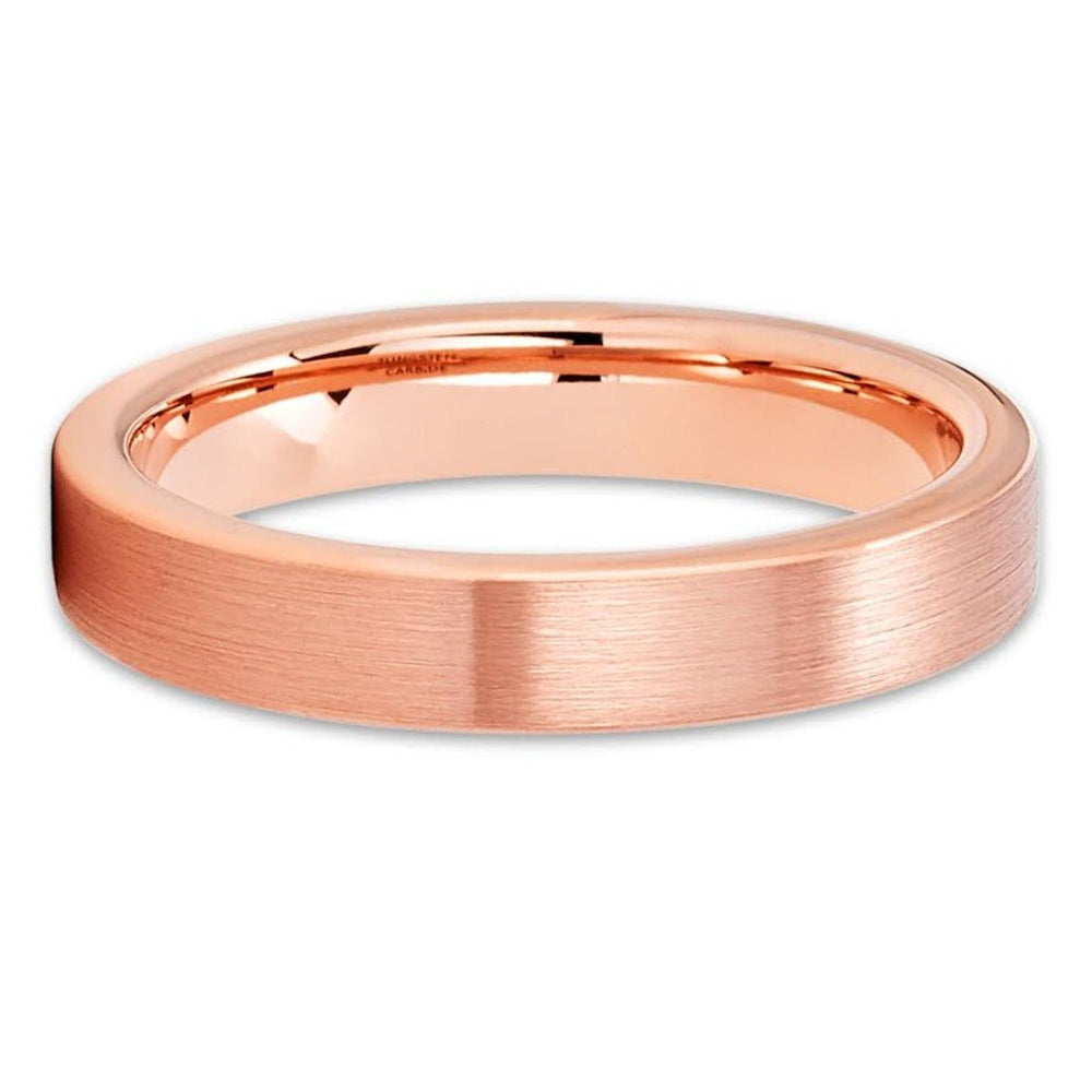 4mm Rose Gold Tungsten Carbide Wedding Band Comfort Fit Engagement Ring Image 2