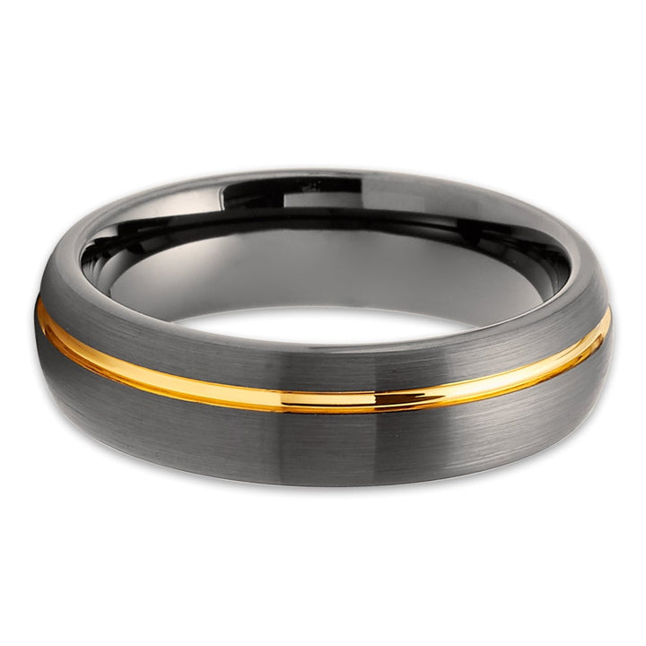 Gunmetal Yellow Gold Tungsten Carbide Wedding Ring 6mm Comfort Fit Anniversary Image 2