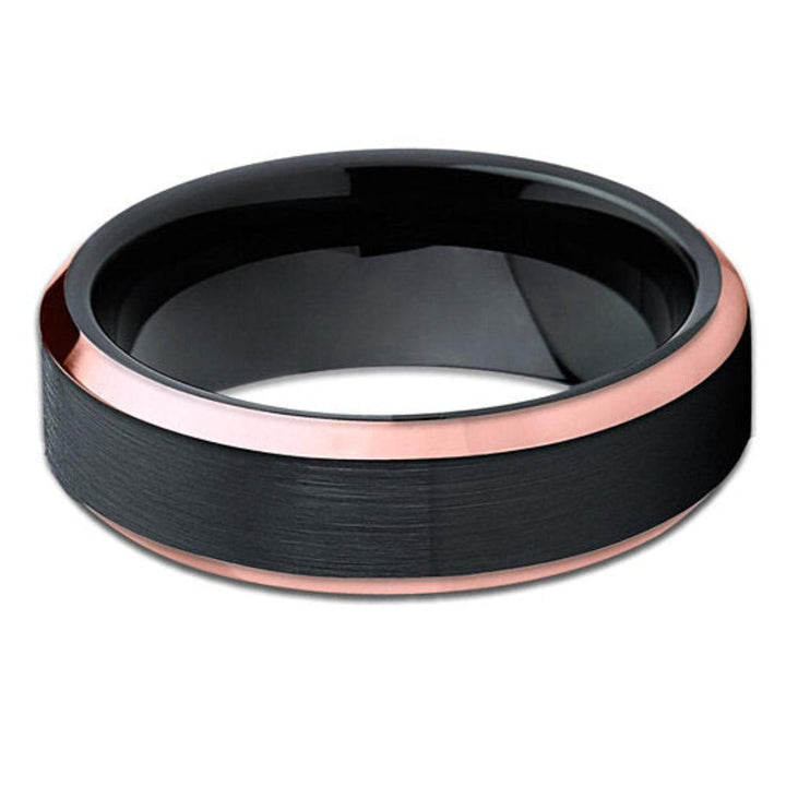 Rose Gold Black Tungsten Ring 6mm Engagement Wedding Comfort Fit Cobalt Free Image 2