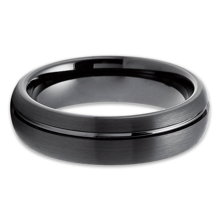 6mm Black Tungsten Wedding Ring Comfort Fit Unique Tungsten Carbide Band Image 2