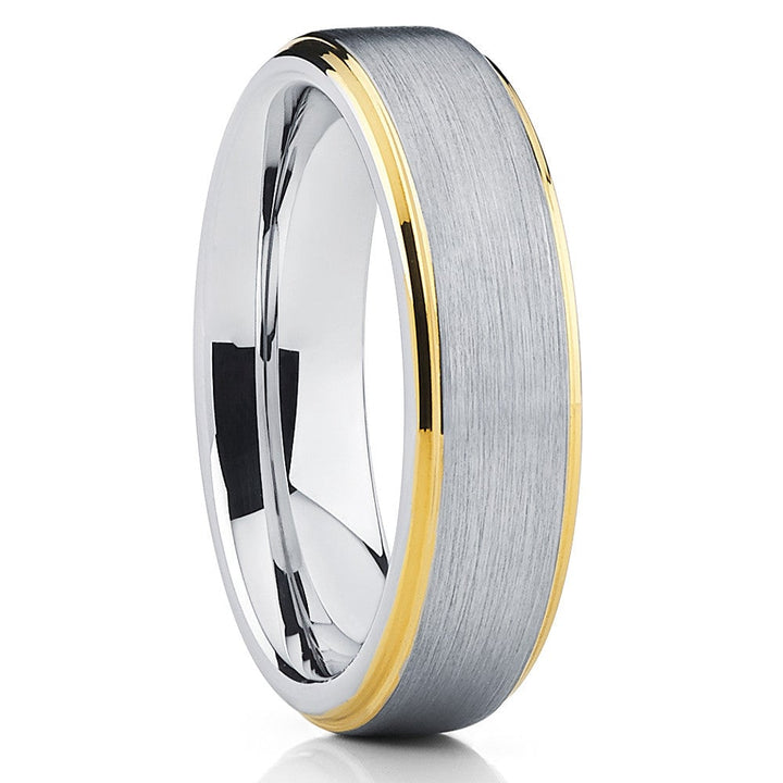 6mm Silver Tungsten Carbide Wedding Ring Brush Finish Comfort Fit Cobalt Free Image 1