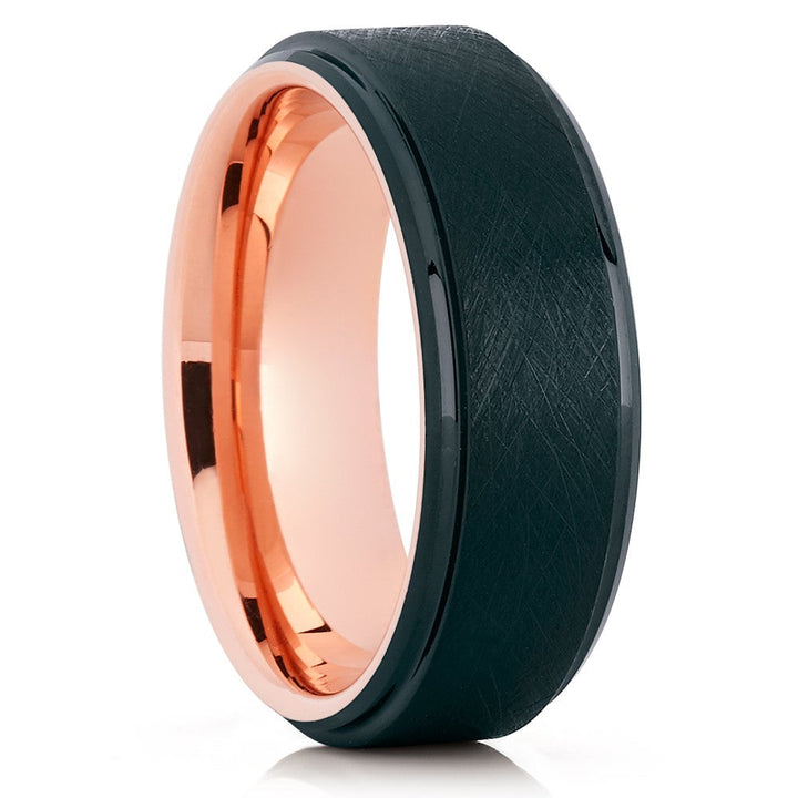 Black Rose Gold Tungsten Carbide Ring 8mm Engagement Ring Comfort Fit Size 5-13 Image 1