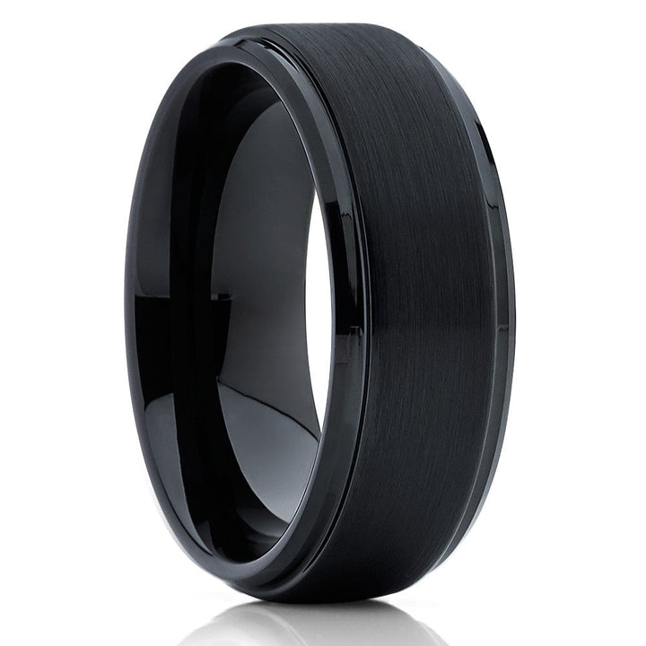 Black Tungsten Carbide Engagement Ring 8mm Comfort Fit Wedding Band Sizes 7-15 Image 1