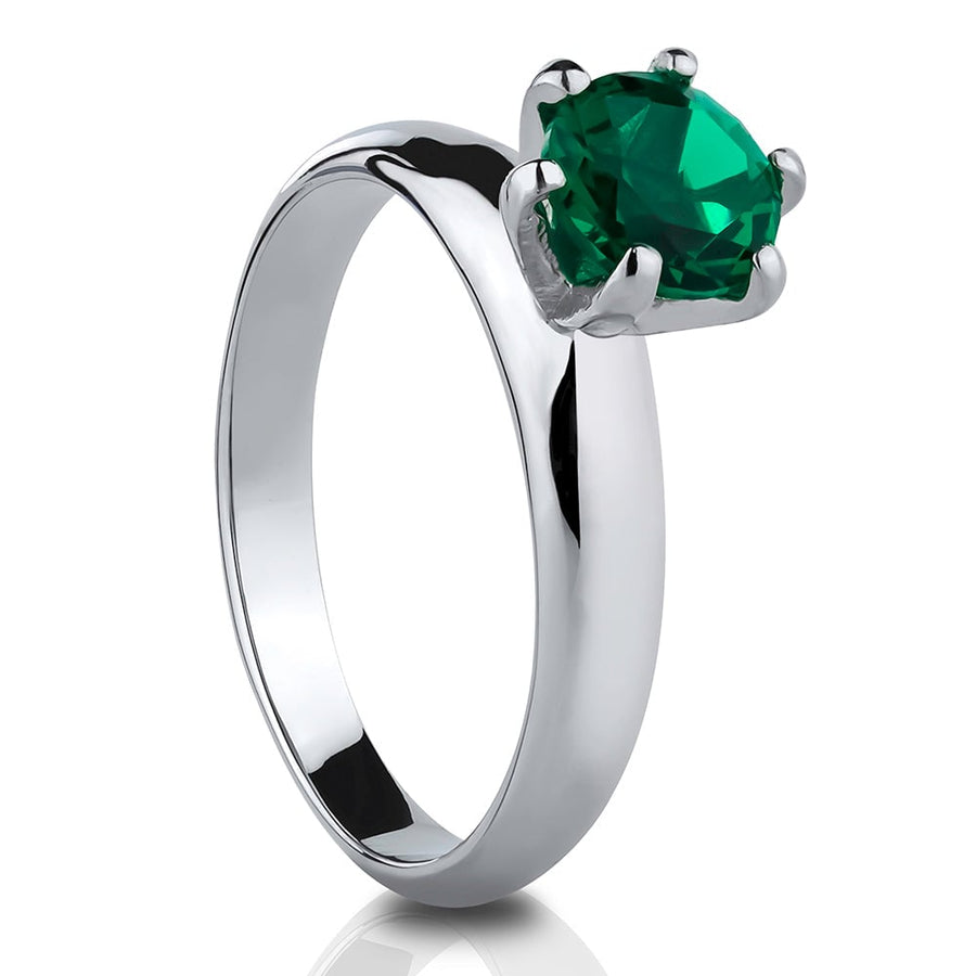 Emerald Solitaire Titanium Wedding Ring 2.7mm Silver Comfort Fit Engagement Ring Image 1