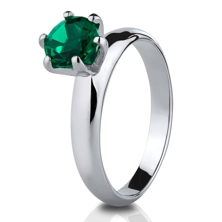 Emerald Solitaire Titanium Wedding Ring 2.7mm Silver Comfort Fit Engagement Ring Image 2