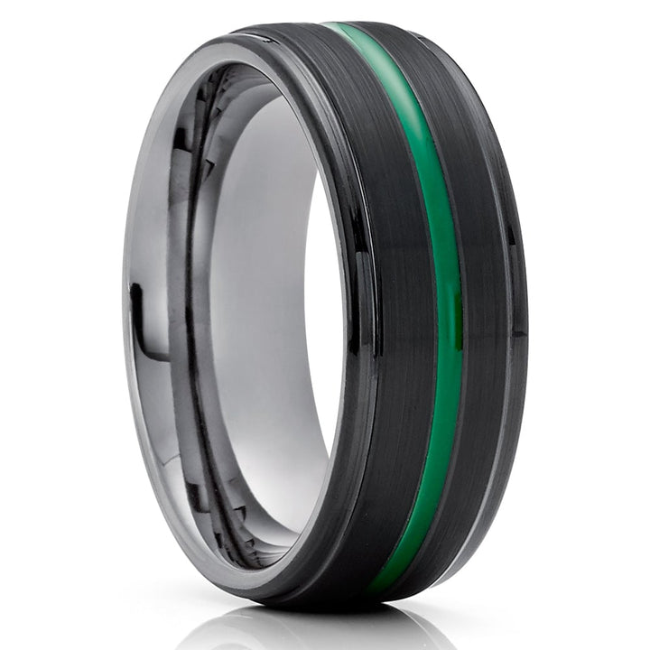 Gunmetal Tungsten Wedding Ring 8mm Black Green Comfort Fit Anniversary Size 5-13 Image 1