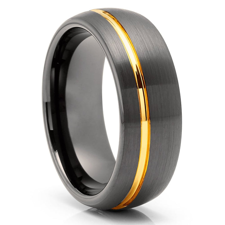 Gunmetal Yellow Gold Tungsten Wedding Ring 8mm Comfort Fit Anniversary Band Image 1