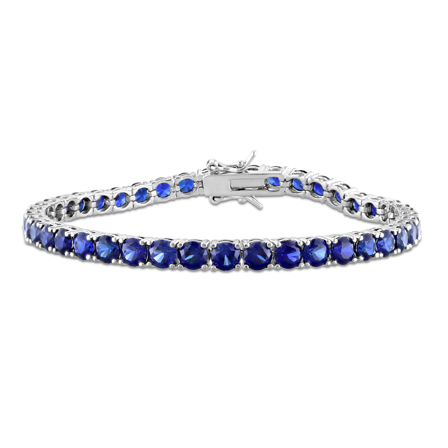 14.49 Carat (ctw) Lab-Created Blue Sapphire Bracelet in Sterling Silver  (7.25 Inches) Image 1