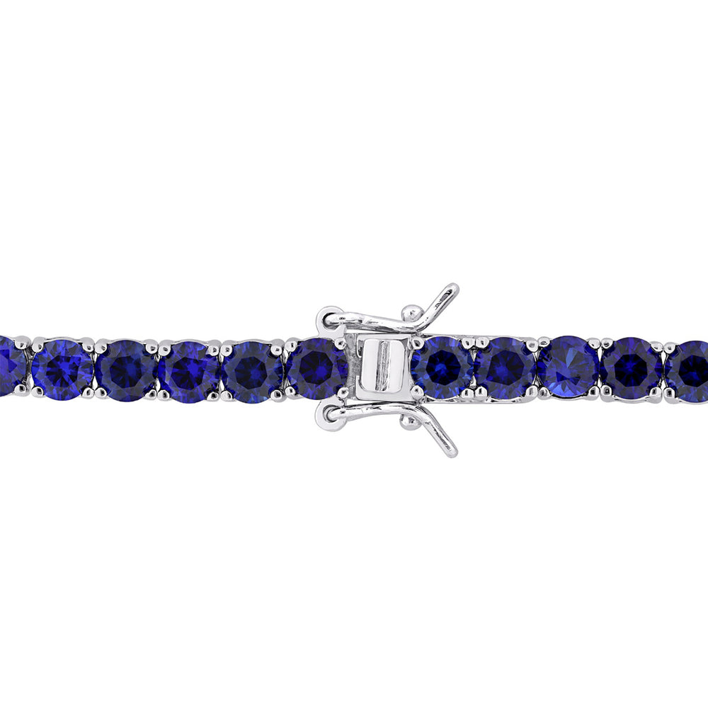 14.49 Carat (ctw) Lab-Created Blue Sapphire Bracelet in Sterling Silver  (7.25 Inches) Image 2