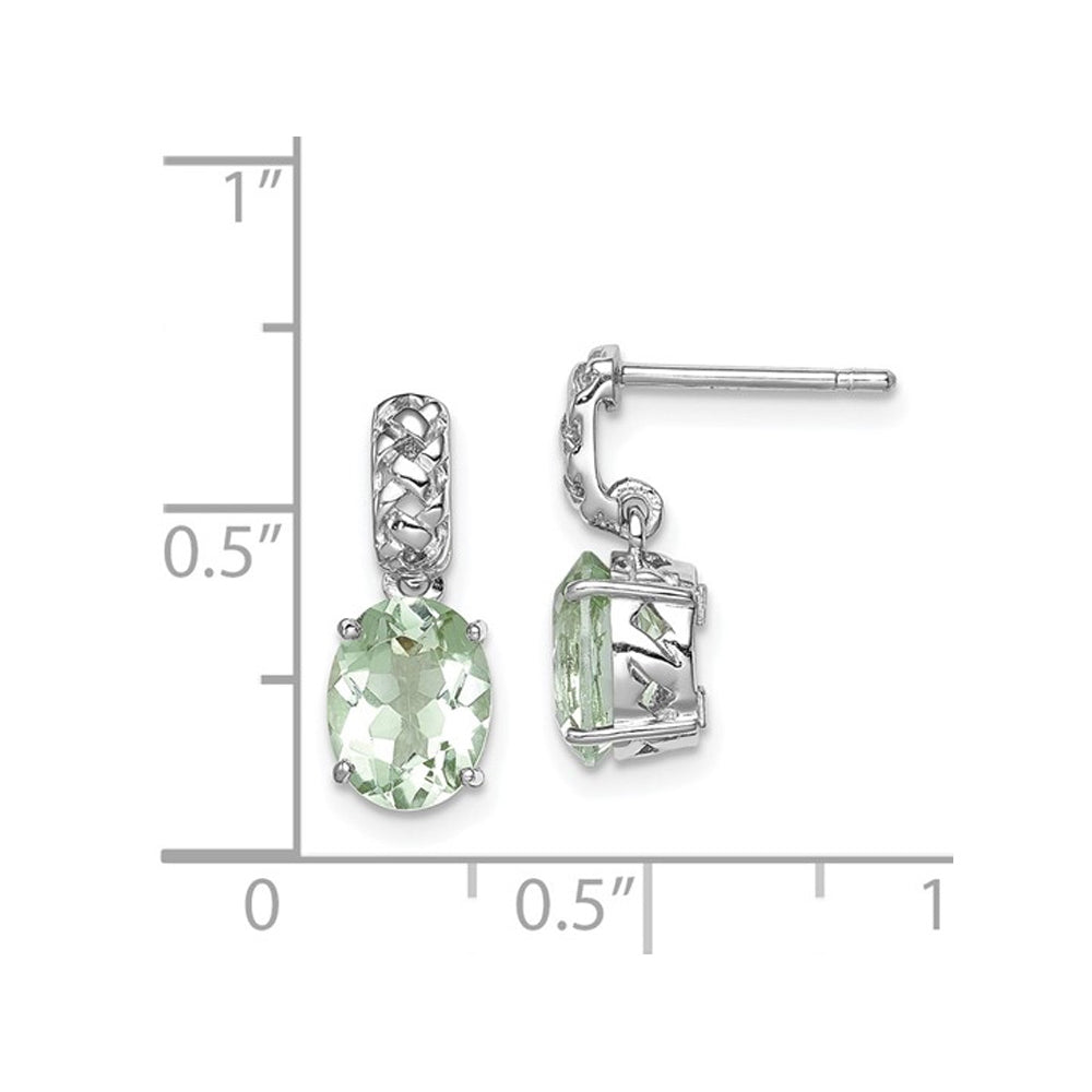 2.18 Carat (ctw) Green Quartz Dangle Earrings in Sterling Silver Image 2